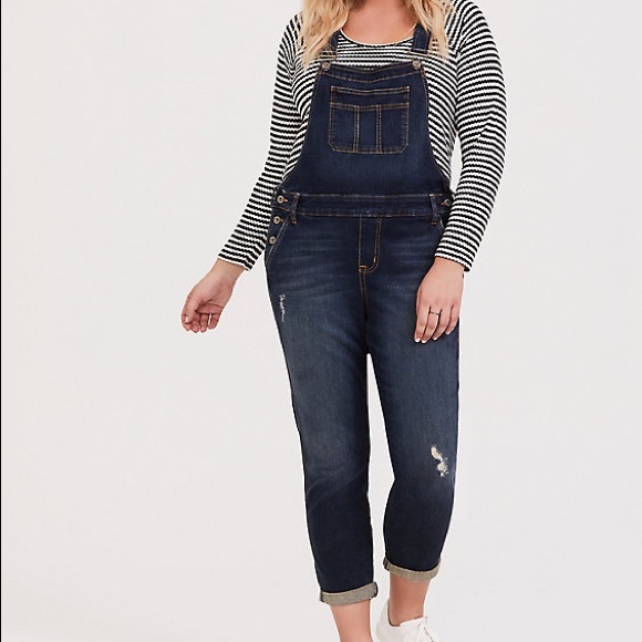 torrid Denim - CROP OVERALL - VINTAGE STRETCH DARK WASH